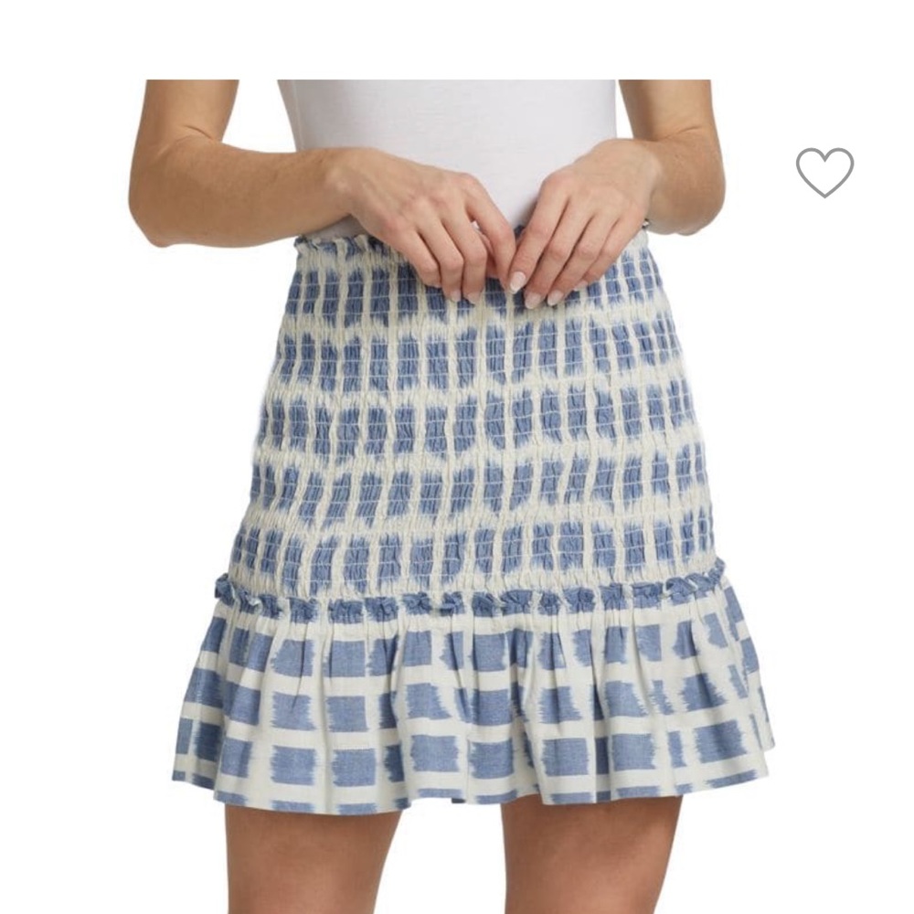 Veronica Beard Women's Blue Aloya Smocked Mini Skirt Size small New Without Tags
